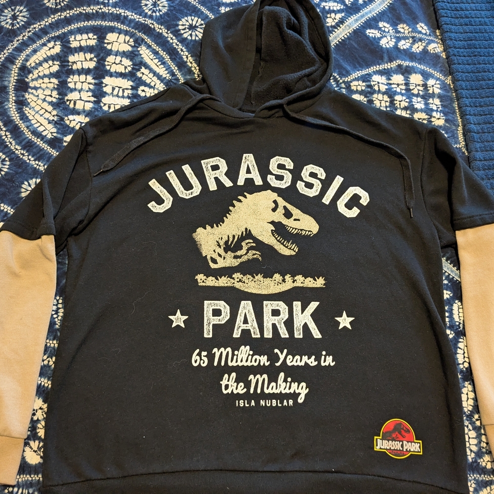 Jurassic Park Black Hoodie Size Large Official Merch Dinosaur T-rex